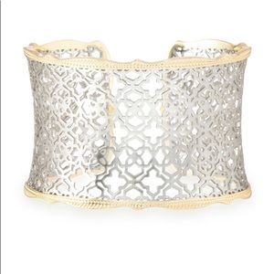 Candice Gold Cuff Bracelet in Silver Filigree Mix